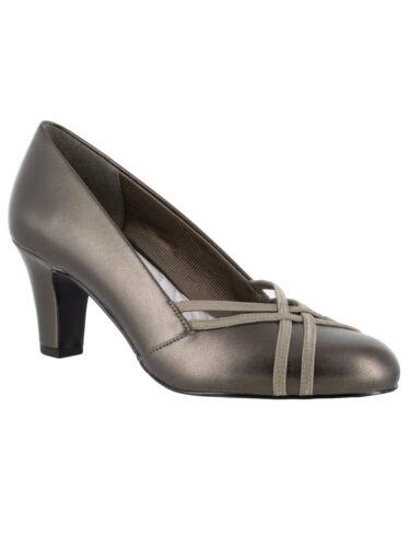 イージーストリート EASY STREET Womens Gray Cross Band Support Orlene Block Heel Slip On Pumps 8 M レディース