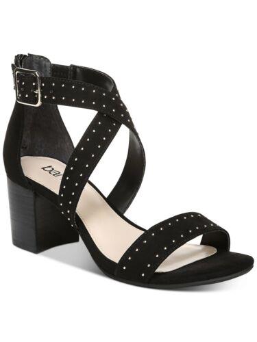 BAR III Womens Black Strappy Studded Baylee Round Toe Block Heel Sandals 7.5 M レディース