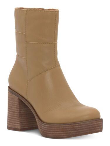 ラッキー LUCKY BRAND Womens Beige 1 Platform Omarey Stacked Heel Leather Booties 8.5 M レディース