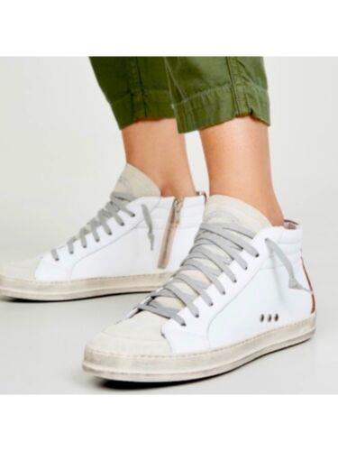 P448 Womens White Colorblock Up Eyelets Skate Leather Athletic Sneakers Shoes 40 レディース