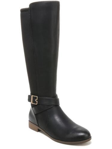 ɥ 硼 DR SCHOLLS Womens Black Back Panel Rate Tall Toe Stacked Heel Riding Boot 9.5 M ǥ
