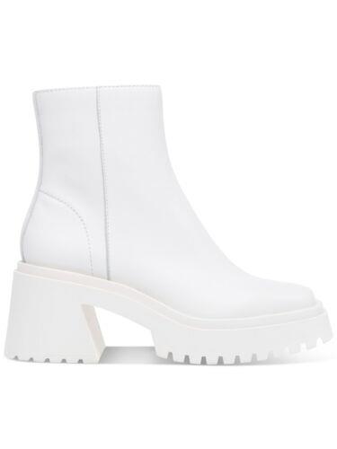 メデン STEVE MADDEN Womens White 1-1/2 Platform Fella Block Heel Leather Booties 5.5 M レディース