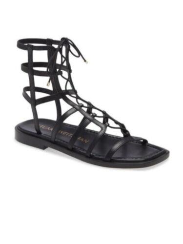 スチュアート ワイツマン STUART WEITZMAN Womens Black Kora Toe Block Heel Leather Gladiator Sandles 5.5 B レディース