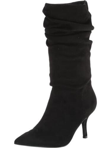 MARC FISHER Womens Black Ruched Manya Pointed Toe Stiletto Slouch Boot 7.5 M ǥ