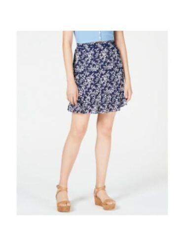 MAISON JULES Womens Navy Floral Mini Ruffled Skirt L fB[X