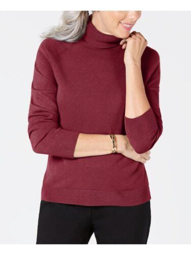 JXRbg KAREN SCOTT Womens Burgundy Ribbed Long Sleeve Turtle Neck Blouse PP fB[X