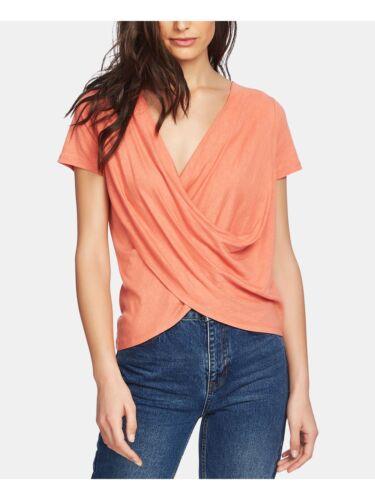 1. STATE Womens Coral Draped Front Short Sleeve V Neck Top XS レディース