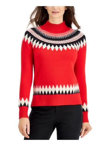 CHARTER CLUB Womens Red Ribbed Long Sleeve Mock Neck Sweater XXL fB[X