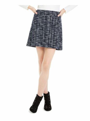 MAISON JULES Womens Navy Zippered Check Mini Pencil Skirt 8 fB[X