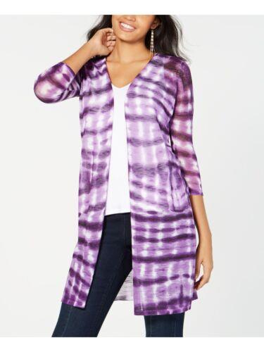 INC Womens Purple Tie Dye Open Cardigan Sweater Size: 3 fB[X