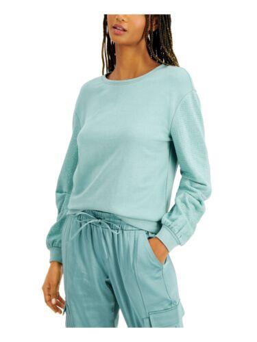 INC Womens Green Cotton Blend Embellished Sleeves Sweatshirt M レディース