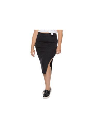 BLACK TAPE Womens Ribbed Slitted Midi Wear To Work Pencil Skirt fB[X