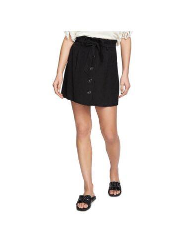 1. STATE Womens Black Button-up Tie-front Belt Mini A-Line Skirt Size: 4 fB[X