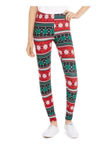 S[h PLANET GOLD Womens Red Printed Holiday Leggings Juniors Size: S fB[X