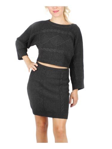 CRYSTAL DOLLS Womens Black Bell Sleeve Crop Top Sweater Juniors Size: S fB[X