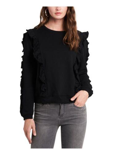 1. STATE Womens Black Ruffled Long Sleeve Crew Neck Sweatshirt XS レディース