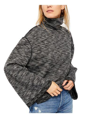 WE THE FREE Womens Black Houndstooth Bell Sleeve Cowl Neck Sweater XS fB[X