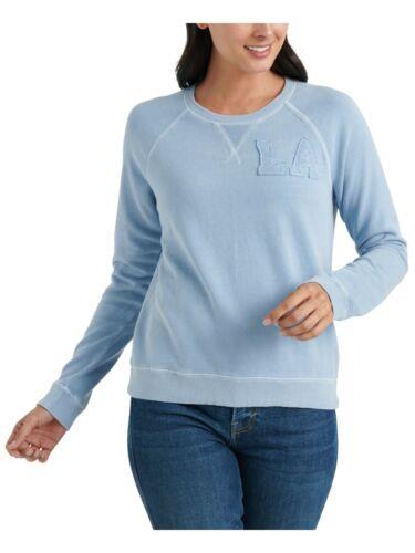 ラッキー LUCKY BRAND Womens Blue Ribbed Raglan Style V-shape Inset Sweatshirt S レディース