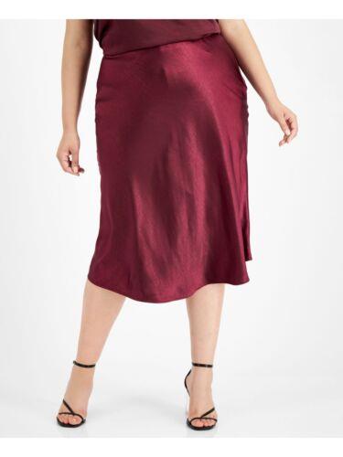 BAR III Womens Burgundy Midi Wear To Work A-Line Skirt Plus 20W fB[X