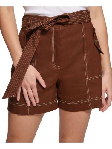 カルバン・クライン ベルト（レディース） カルバンクライン CALVIN KLEIN Womens Brown Tie Belt Button Closure Unlined Shorts Shorts XL レディース