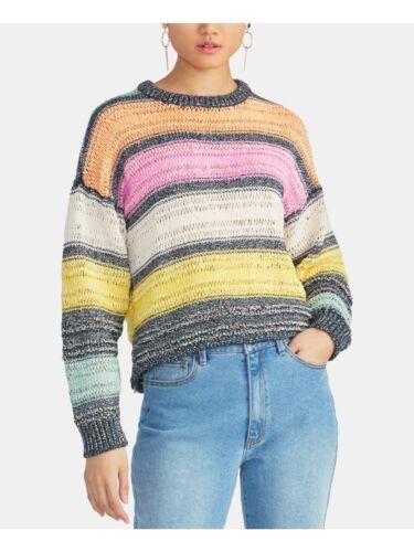 C`FC RACHEL ROY Womens Pink Striped Long Sleeve Crew Neck Sweater L fB[X