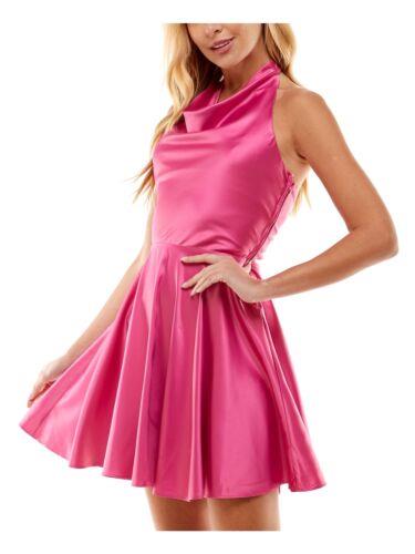 CITY STUDIO Womens Pink Sleeveless Cowl Neck Short Party Fit + Flare Dress S レディース