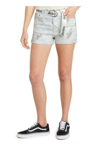 楽天サンガディッキーズ DICKIES Womens Gray Stretch Zippered Logo-print Belt Cuffed Shorts 527 レディース