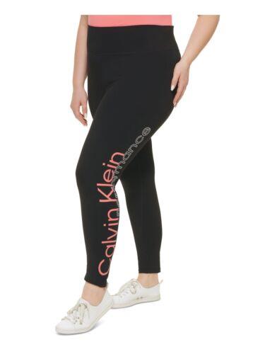 JoNC CALVIN KLEIN PERFORMANCE Womens Black Logo Graphic Skinny Leggings Plus 1X fB[X