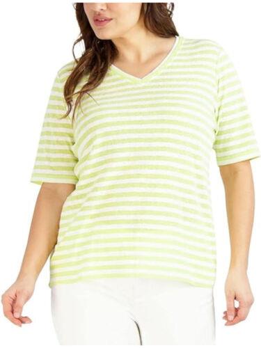 楽天サンガジョーンズニューヨーク JONES NEW YORK Womens Green Unlined Step Hem Elbow Sleeve V Neck T-Shirt XS レディース