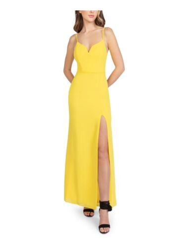 B DARLIN Womens Yellow V-notch Slim Chiffon Maxi Dress 12 レディース