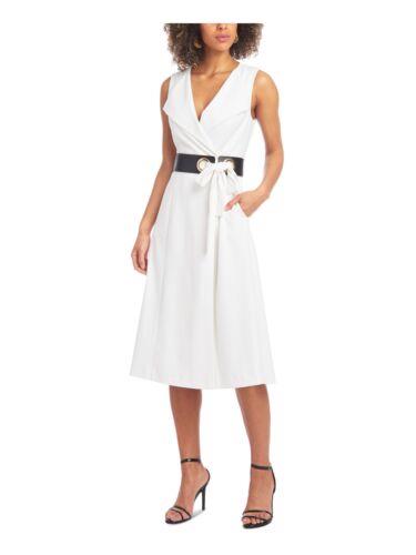 CHRISTIAN SIRIANO Womens White Belted Sleeveless Fit + Flare Dress SP レディース