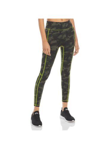 ALL ACCESS Womens Green Light Neon Stitching Active Wear High Leggings SP fB[X