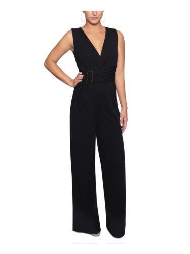 CHRISTIAN SIRIANO Womens Black Belted Sleeveless Evening Wide Leg Jumpsuit SP レディース