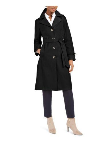 アンクライン ANNE KLEIN Womens Black Belted Pocketed Water-resistant Raincoat M レディース