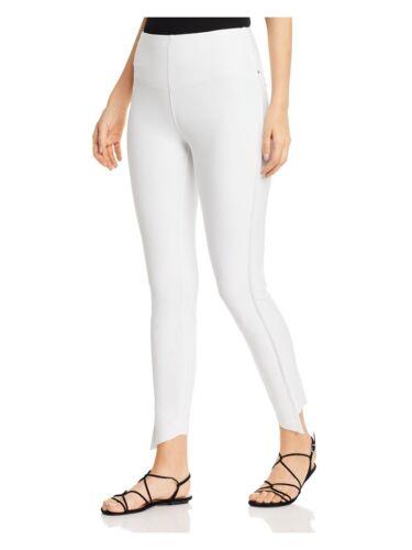 W[ LYSSE Womens White Stretch Pocketed Asymmetrical Hem Slimming Leggings L fB[X