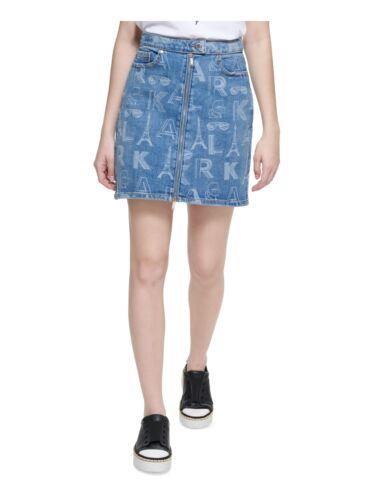 J[ K[tFh KARL LAGERFELD PARIS Womens Blue Denim Two-way Zipper Mini A-Line Skirt 16 fB[X