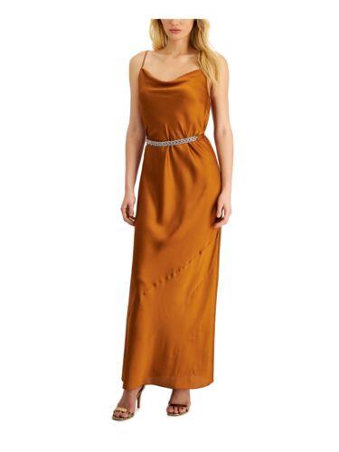 ダナ キャラン DONNA KARAN Womens Orange Unlined Spaghetti Strap Full-Length Dress 8 レディース