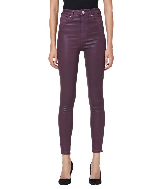 Hudson Jeans ハドソン Centerfold Ext. High-Rise Super Skinny Ankle in Coated Grape Wine レディース