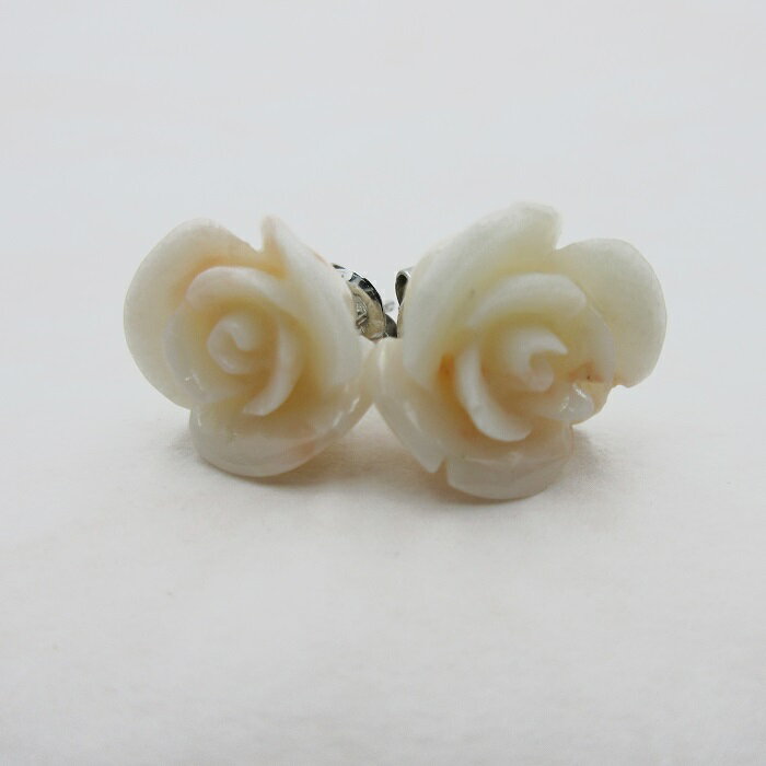 白珊瑚 ピアス 長径14〜17mm バラ シルバー さんご サンゴ コーラル sango coral 本珊瑚 無染色 宝石珊瑚 お守り アクセサリー ジュエリー...