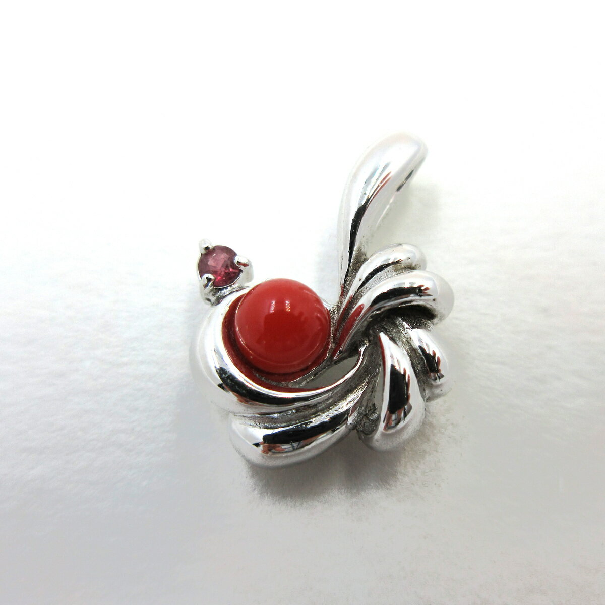 血赤珊瑚 ペンダントトップ 約4mm玉 シルバー ルビー 土佐沖 さんご サンゴ コーラル sango coral 本珊瑚 無染色 宝石珊瑚 お守り 高知県産 ...