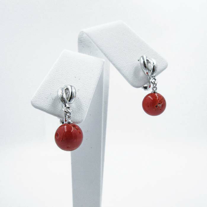 訳あり商品 赤珊瑚 約9.2mm玉 イヤリング 地中海珊瑚 さんご サンゴ コーラル sango coral 本珊瑚 無染色 宝石珊瑚 お守り アクセサリー ジ...