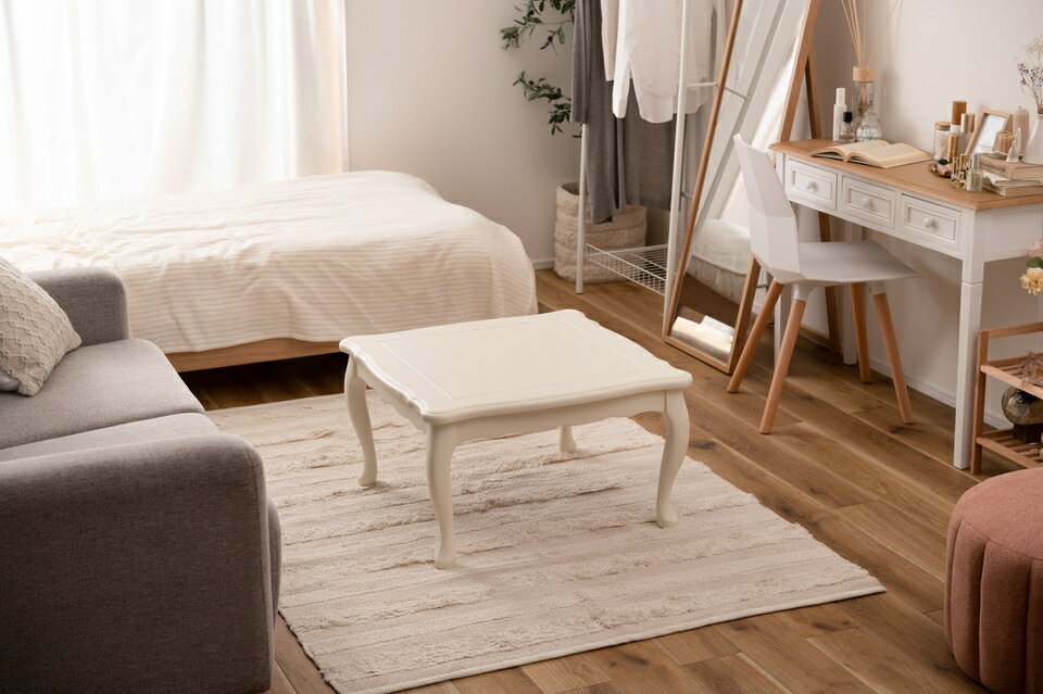 猫脚コタツ 正方形 ホワイト こたつ 石英管ヒーター テーブル 猫脚 おしゃれ ガーリー 白 ホワイト スイッチ シンプル オールシーズン 木製 天然木 やぐら 一人暮らし リビング ソファ 座椅子