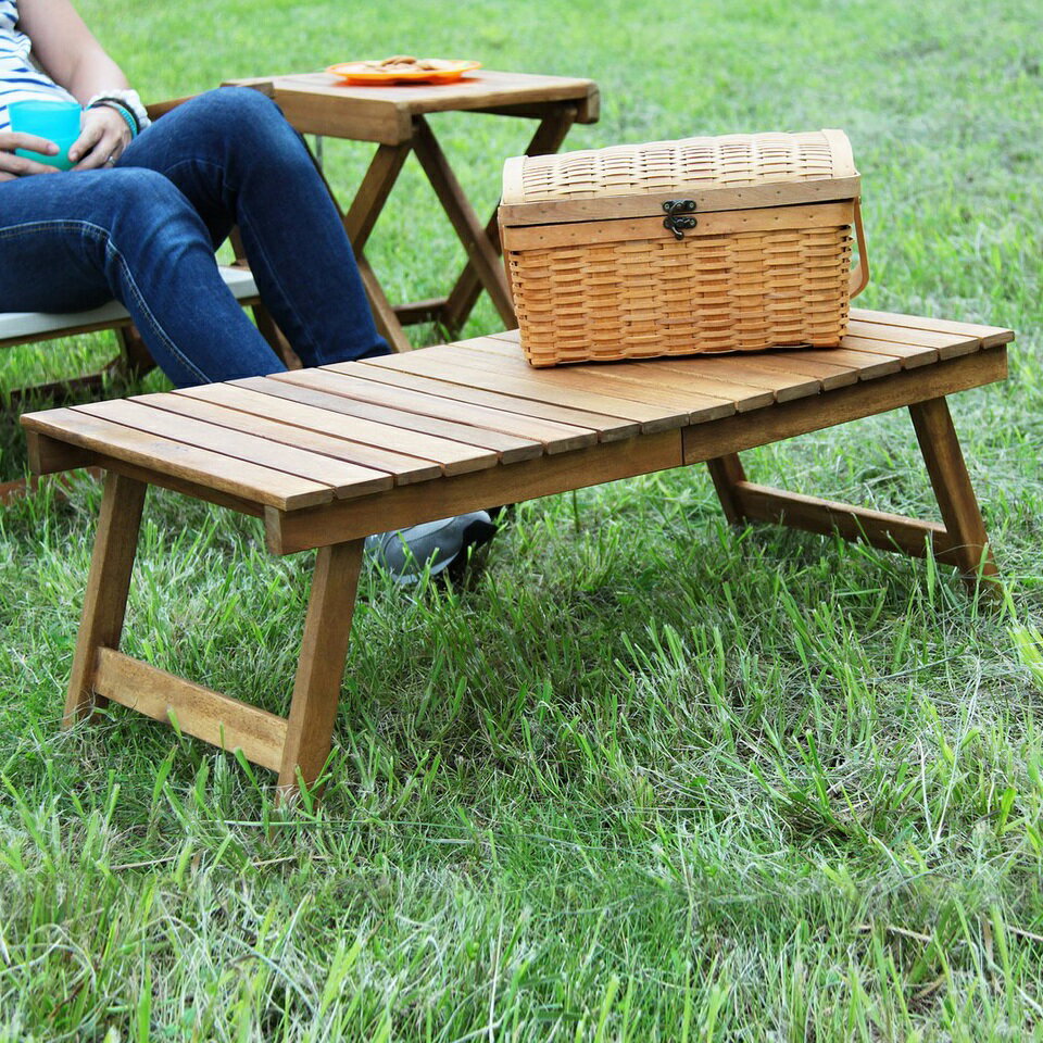 最大3000円OFFクーポン配布中 03/04(水)20:00～ フォールディングテーブル ライトブラウン 天然木 テーブル サイドテーブル コンパクト 折りたたみ デニム 専用トートバッグ付き 持ち運び アウトドア キャンプ コンパクト オイル仕上げ