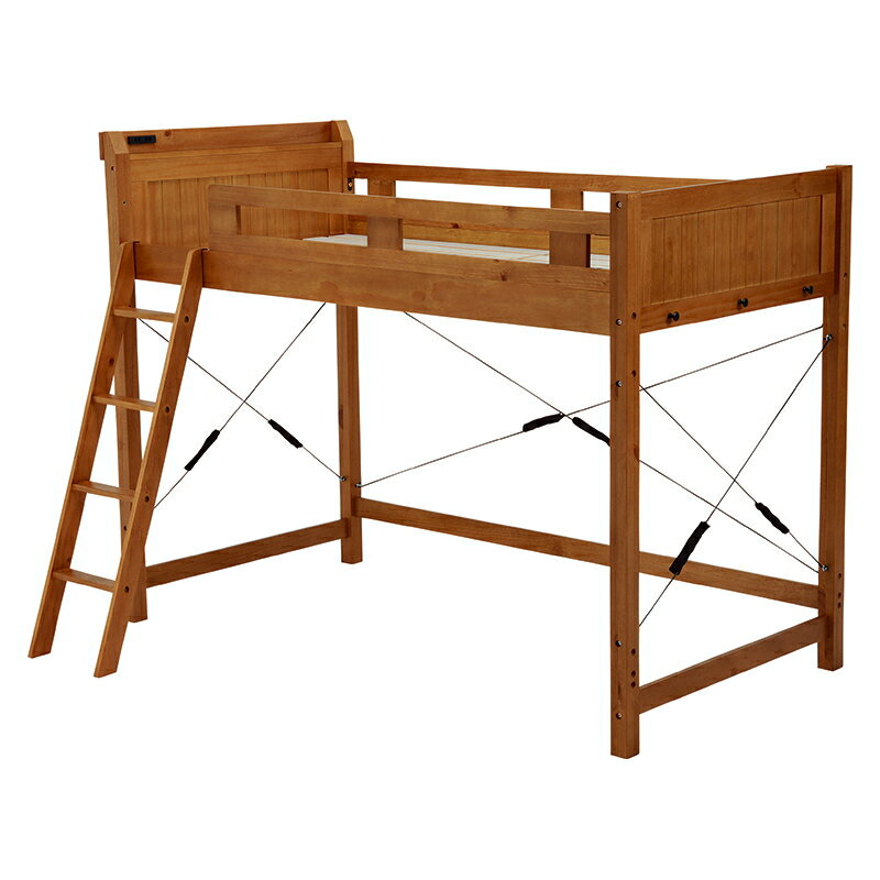ロフトベッド 木製 ベッド ベッド下に収納 ロフトベッド 宮棚 2口コンセント付 シンプル ナチュラル オシャレ 木製
