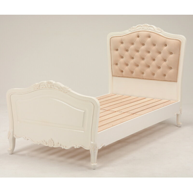 ベッド アンティークホワイト エレガントな彫刻 猫脚 アンティーク風 上品 エレガント ロマンティック 可愛い 上品 女の子 家具 木製 ベッド すのこベッド 通気性 フェミニン