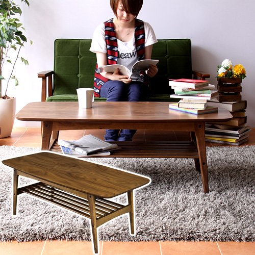 Rakuten - サイドテーブル 幅105cm ブラウン 木製 ロータイプ コーヒーテーブル Lサイズ 北欧風 センターテーブル リビングテーブル ミッドセンチュリー ウォールナット 木製 塩系インテリア 送料無料 【送料込み】 新生活