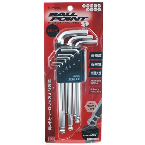樂天商城 - BP六角棒レンチセット SL SK11 SLBW09ISL 斜めからのアプローチが可能で、操作性抜群です。六角ボルト、ネジ締め用9本組ボールポイントセミロング六角棒レンチセット。 BFJ1035799