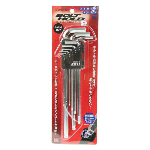 樂天商城 - ボルトホールド六角棒レンチS SK11 SLBW09EL-SB ボルトを内側から確実に保持し、ボルトを落としません。六角穴付ボルト・六角穴付き止めネジの締め付け、緩め作業。 BFJ1035803