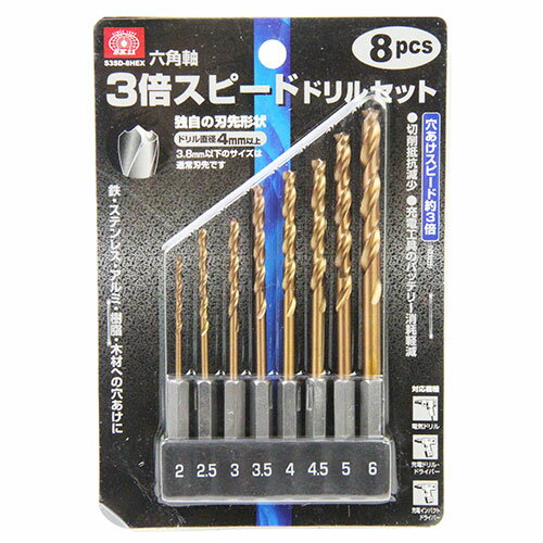 Rakuten - 六角軸3倍スピードドリル SK11 S3SD-8HEX 穴あけスピード約3倍(当社比)、鉄・ステンレス鋼等の穴あけに最適です。鉄・ステンレス・アルミ・木材・樹脂への穴あけ。 BFJ1038372