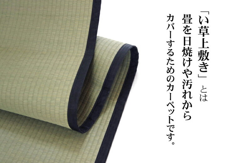 本日限定 14%OFFクーポン 07/01(水)23:59まで 日本製 国産 純国産 い草 上敷き カーペット 麻綿織 清正 本間 2畳 約 191×191cm 熊本県 八代産イ草 使用 [3]